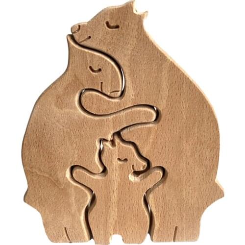 Animal In Love Family Of 3 Bears Craft Figurine Desktop Table Ornament Carving Model Creative Home Office Decoration Sculpture