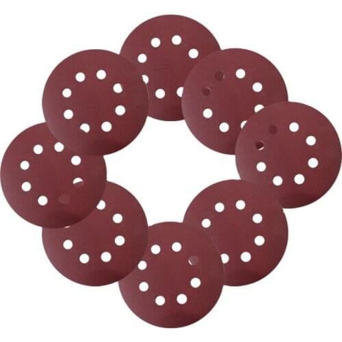 High-quality 8 Holes 5 Inch Sand Paper Abrasive Polishing Tool 100 Pcs Assorted Sandpaper for Wood or Metal Polishing