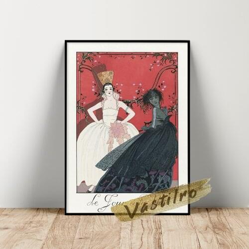 George Barbier Exhibition Poster, Le Jour Et La Nuit Art Prints, Fashion Character Illustration, Vintage Barbier Wall Picture