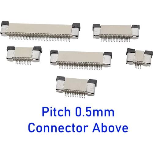 10Pcs FFC FPC Socket Connector 0.5mm Pitch 4/6/8/10/12/14/16/ 18/20/24/26/30/34/40/50/60Pin Vertical Ribbon Flat Cable Connector