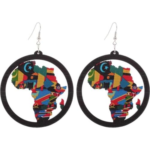 12 Pairs Good Quality Wood Earrings African Woman Wooden Brincos Round Pendant 6cm/2.36'' E255