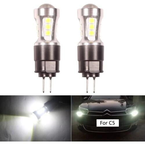 2Pcs White 6000k No Error HP24W G4 LED Bulbs For Citroen C5 Daytime Running Lights 3030 18-SMD Lamp For Peugeot 3008 Day Light