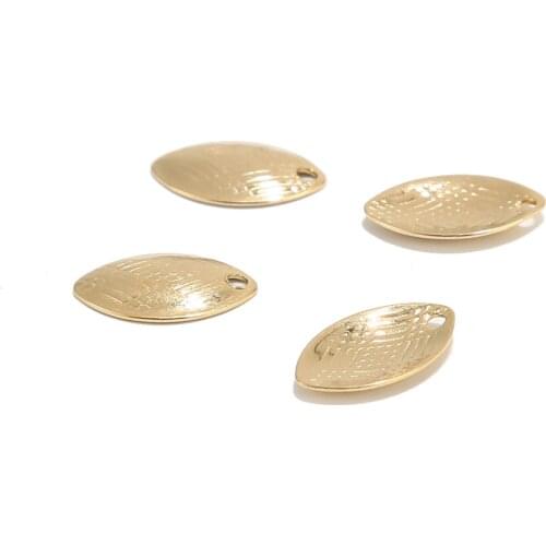 20pcs Stainless Steel Gold Curved Oval Horse Eye Pendant Charms 14.5x9mm Geometric Stampings Oval Charm Beads Findings