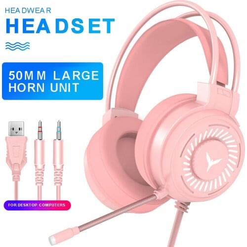3.5mm Wired Headset RGB LED Computer For Gaming Headset Head-mounted Headphone With Mic For PS4/PC With Microphone