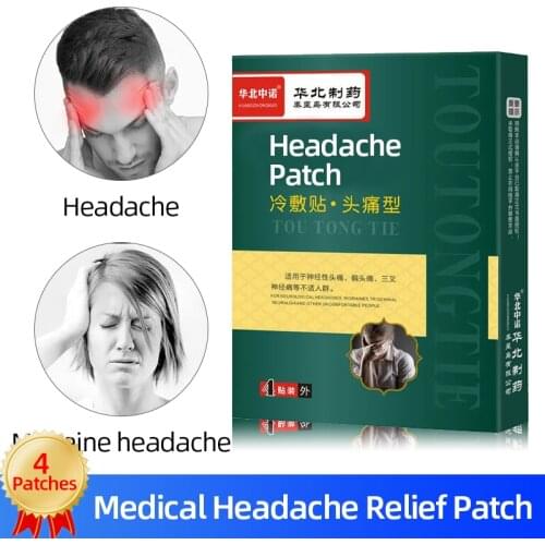 4pc Headache Patch Blood Pressure Medical Plaster Antipyretic Headache Pain Relieve Lower Temperature Paste