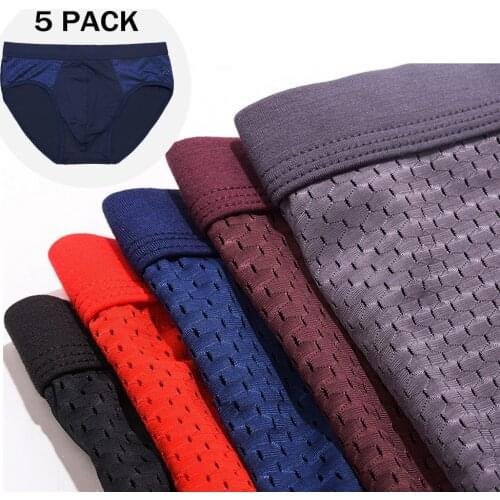 5-Pack Breathable Bamboo Fiber Men Underwear U Pouch With Quick Drying Mesh For Summer Gay Breifs Sexy Mens Under Wear Stretch