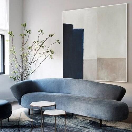 Handmade Abstract Painting On Canvas Art Blue Brown Large Modern Wall Art Painting Wall Decor Modern Minimalist Decoration