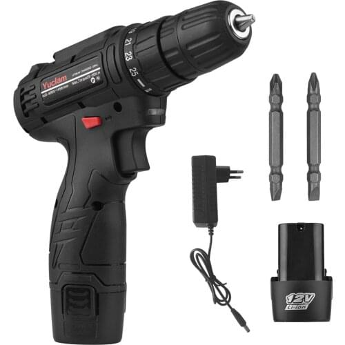 12V Cordless Screwdriver Electric Screwdriver Two-Speed Rechargeable Drill with 25+1 Torque 3/8 Inch Chuck 50Nm Power Driver