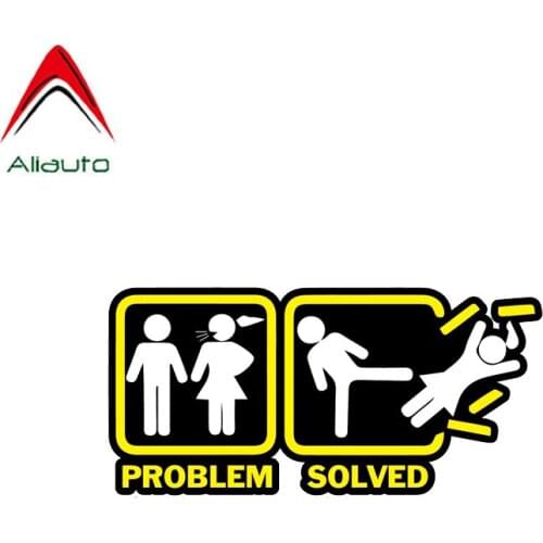 Aliauto Funny Car Sticker Annoying Wife Girlfriend Problem Solved Creative Cover Scratch Anti-UV Accessories PVC Decal,12cm*6cm