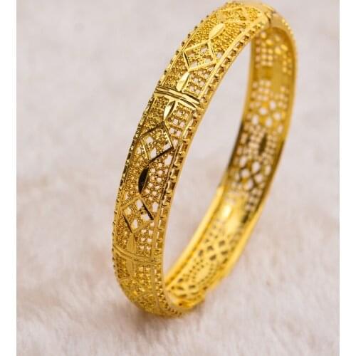 Annayoyo 1Pcs Trendy Bangles Women Bracelet Wholesale Braslet Gold Color braclet Ethiopia Ethnic Gold Bracelet For Women