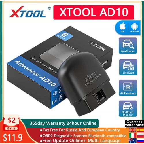 XTOOL AD10 OBD2 Diagnostic Scanner EOBD Bluetooth ELM327 v1.5 Code Reader Work with Android/IOS/Windows KO KW301 AP200 CR3001