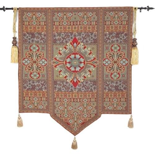 Home Decor Belgian Tapestry European Art Tassel Jacquard Tapestry Living Room Background Wall Decoration Hanging Cloth Painting