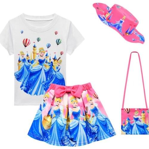 Girls T-shirt Skirt Suit Baby Girl Clothing Sets Snow White Princess Girl Cotton Short Sleeve T shirts Clothes Set