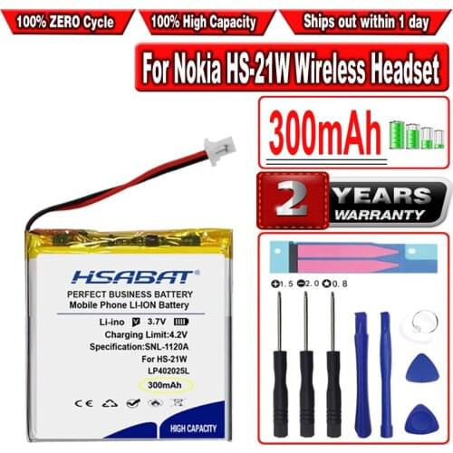 HSABAT 300mAh Battery for Nokia HS-21W,LP402025L150
