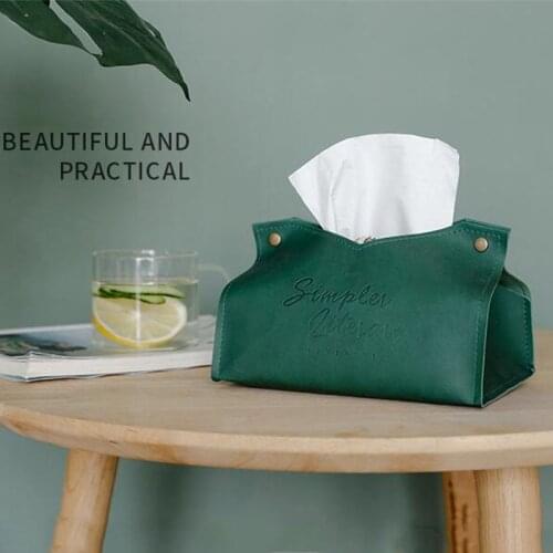 PU Leather Tissue Box Paper Napkin Holder Case Home Car Table Decor Removable Tissue Bag V-Mouth Cosmetic Storage Bag
