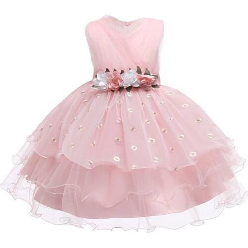 Infant Lace Children Bridesmaid Elegant Dress for Girl baby Girls New Kids Tutu Princess pearl Birthday Party Dress for Girls