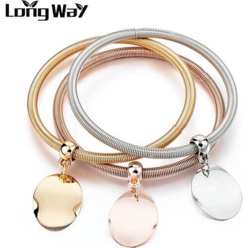 LongWay Statement Jewelry 3 PCS/Set Gold color Heart Charm Bracelets for Women Wedding Crystal Bracelet & Bangle SBR170033
