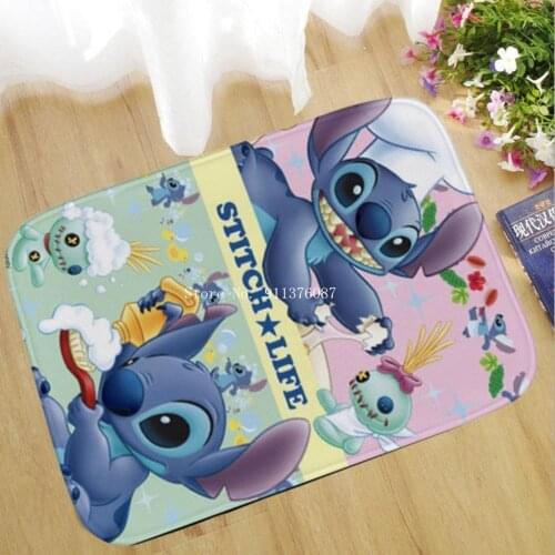 Cute Lilo Stitch Kids Play Mat 60x90cm Carpet Bedroom Living room Short Plush Non-slip Doormat Winnie the Pooh Rugs Boys Girls