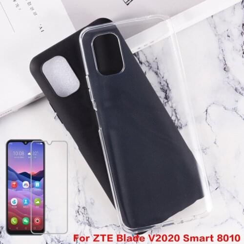 Soft Black TPU Case For ZTE Blade V2020 Smart Silicon Caso Coque With Tempered Glass For Vidrio ZTE Blade A7 A7S 2020 Back Cover