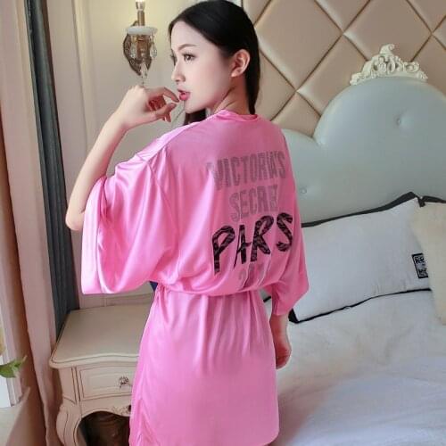 Sexy Women Nightdress Nightwear Print Kimono Bathrobe Gown New Satin Sleepwear Nightgown Loose Home Dressing Gown Robes