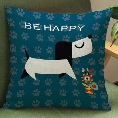 Creative cartoon 3 colors Printed dog Fashion Cushion pillowcase Cotton Linen Sofa Car Cushion pillows decorative