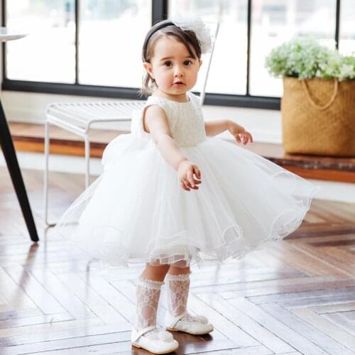 Baby Girl Wedding Gown Layered Tulle 1 Year Birthday Toddler Infant Party Princess Dress Newborn Baptism Christening Dress