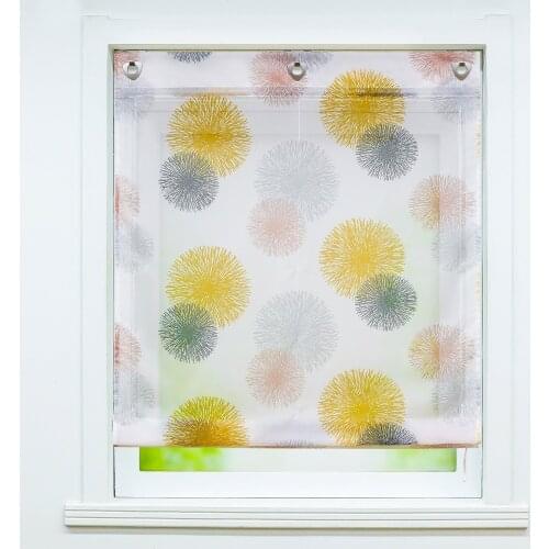 Roman Curtain Fireworks Printed Shade Sheer Balcony Window Voile Drapery Valance with U-Shape Hooks for Kitchen Home Decoration