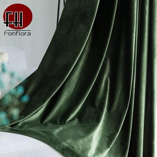 Retro Velvet Fabric Curtains For Living Room Blackout Modern Drapes for Bedroom Shiny Green Luxury Window Treatments Retro Panel