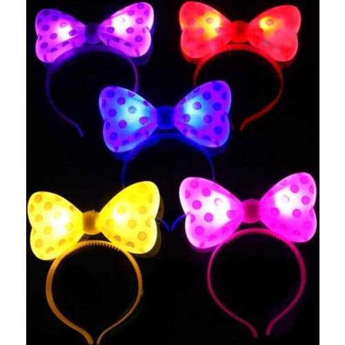 Christmas Party Bowknot Craft Headband Hair Accessories Party Decoration Merry LED Light Bows Headbands Baby Girl Birthday Party
