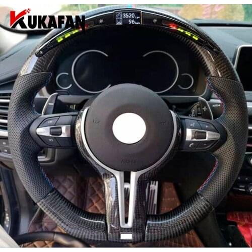 Genuine Leather Steering Wheel for BMW M4 M5 5 Series 6 Series 7 Series 2013-2017 with LED Buttons Shifter Paddles and Airbag