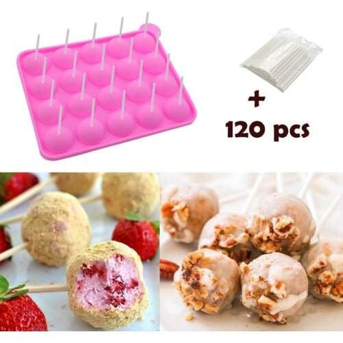 KongBaking BPA Free Lollipop Silicone Molds Ball Shaped Mold Cake Pop Mold Muffin Cake Ice Cube Trays Stick Gumdrop Jelly Mould