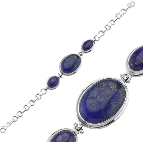 Silverlina Silver Lapis Stone Handwork Bracelet