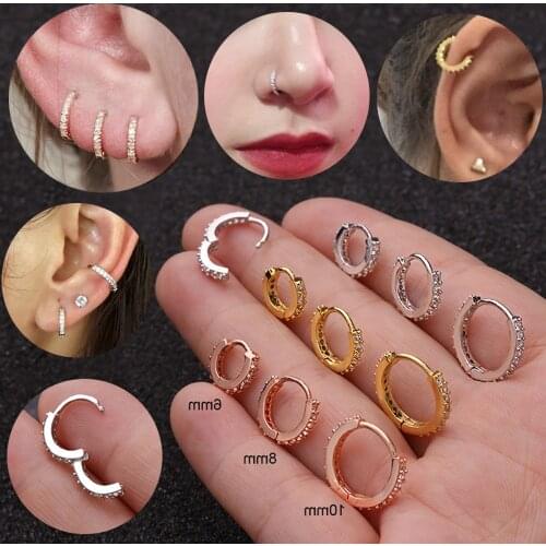 Starose 1pc Nose Septum Rings Clicker Hoop Earrings Clip Ear Tragus Cartilage Daith Helix Lobe Earring Stud Ear Piercing Jewelry