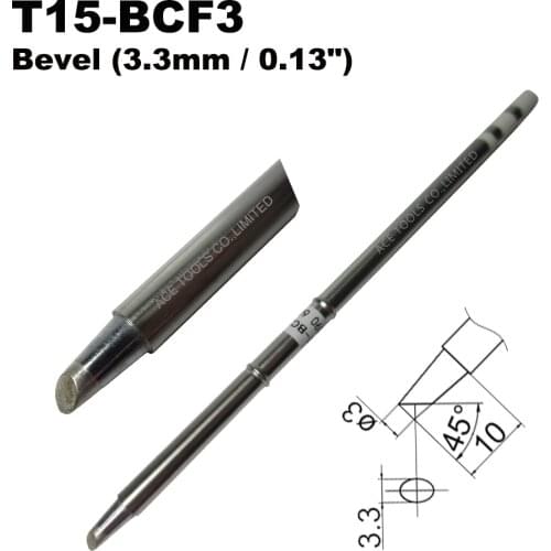 T15-BCF3 Bevel 3.3mm Soldering Tip for HAKKO FX-951 FX-950 FX-952 FX-9501 FM-2028 FM2027 Iron Bit Nozzle Pencil Replacement