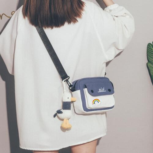 Women Sweet Printed Canvas Diagonal Cross Bag Women Simple Crossbody Money Bag Cute Casual Satchel Girls Shoulder Pouch