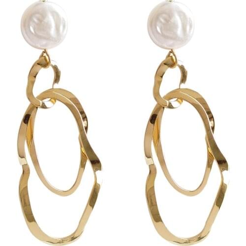 Wholesale S925 Silvery Pin Baroque Pearl Ear Stud Cool Irregular Multi-Layer Fashion Temperament Earrings Wholesale