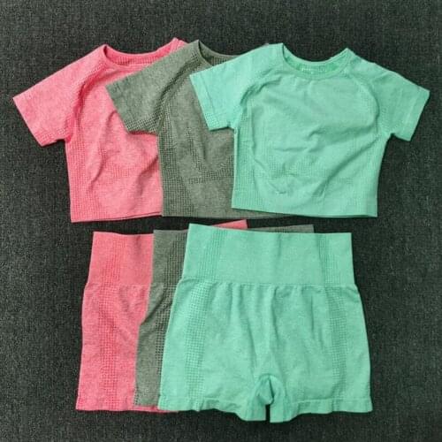 2020 Women Summer Seamless yoga set Fitness Sports Suits GYM Clothing Yoga T-Shirts High Waist Shorts Workout Pants Shirts