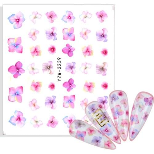 1pcs Water Decals Pink Flowers Nail Stickers Cherry Blossoms Water Decals Nail Sticker Flamingo Animal Rose Butterfly Watermark