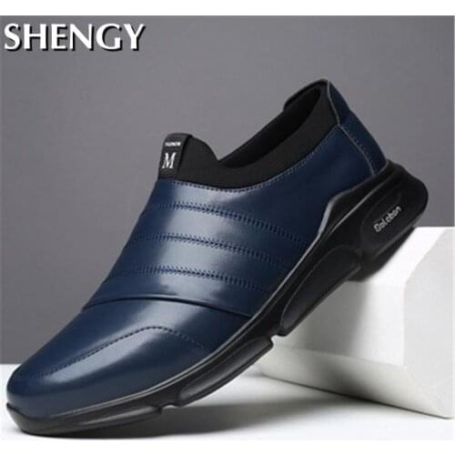 2020 Fashion High Quality Leather Shoes Men Casual Autumn Mens Wearresistant Nonslip Sneakers Men Shoes Light Breathable Flats