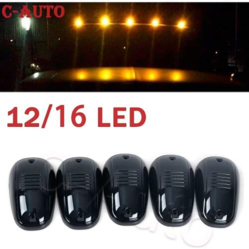 5Pcs 12-LED Car Cab Roof Marker Lights Black Smoked Lens Lamp Car External Lights For Truck SUV DC 12V