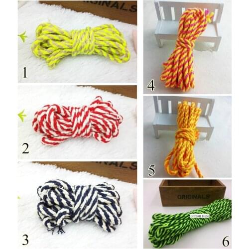 6 colors 0.2'' cotton rope braided 5mm x50yard mix-color 8ply DIY accessory zakka drawstring cord lacing cord free shipping