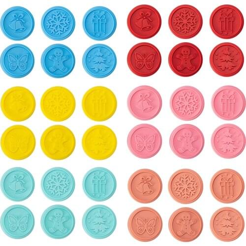 6Pcs/set Silicone Cookie Stamp DIY Pastry Cake Seal Moulds With Wooden Handle Christmas Fondant Mold Biscuit Embossing Cutters