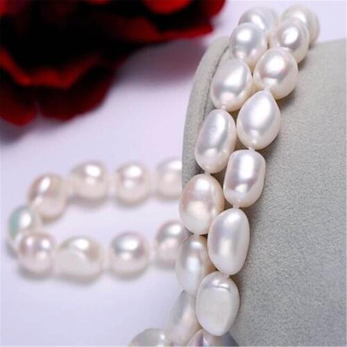 9-10mm White Long Section Baroque Pearl Necklace 78 inches Chain Classic Flawless Wedding Chic Real Gift Cultured Diy