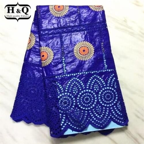 H&Q African Bazin Riche Fabric With Brode Latest Fashion Embroidery Bazin Lace Fabric With Net Lace 2.5 Yard A Piece For Wedding