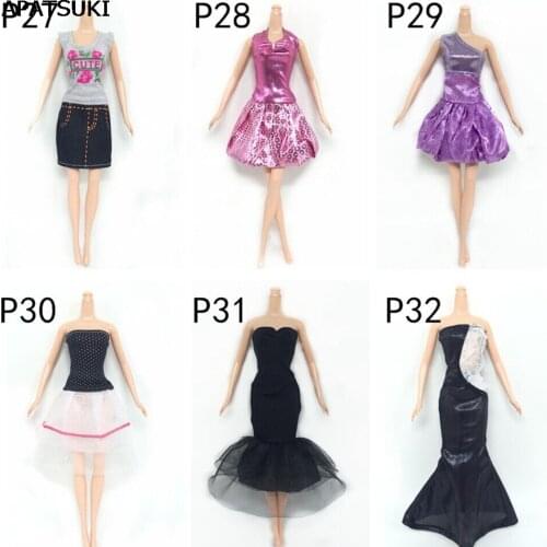 Doll Accessories Fashion Clothes For Barbie Doll Short Dresses For 1/6 BJD Doll House Dolls Clothing Set Kids Gift