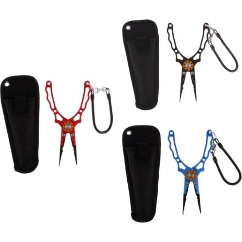 Aluminum Fishing Pliers Hook Removers Pliers Saltwater Split Ring Tool & Braid Line Cutters with Sheath and Lanyard