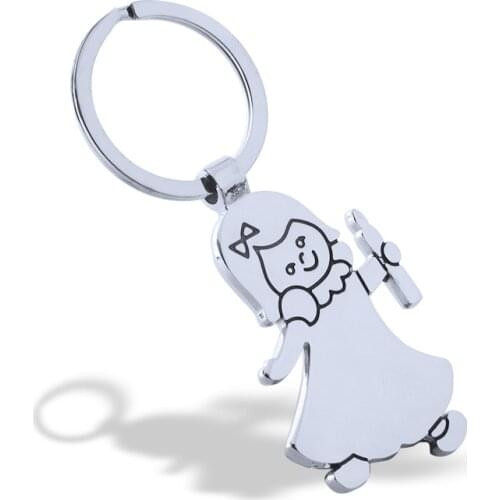 FREE SHIPPING BY DHL 100pcs/lot New Lovely Metal Little Girl Keychains Zinc Alloy Girl Keyrings Key Holders for Gifts
