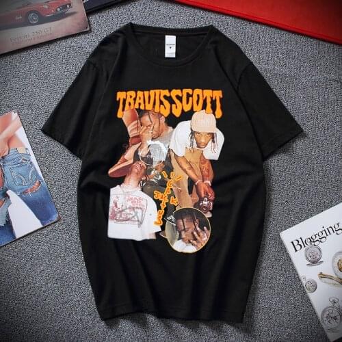 Best seller Travis Scott Print Cotton T-shirt Loose Design Casual Style Tee Hip-Hop Short Sleeve of Unisex oversized t shirt
