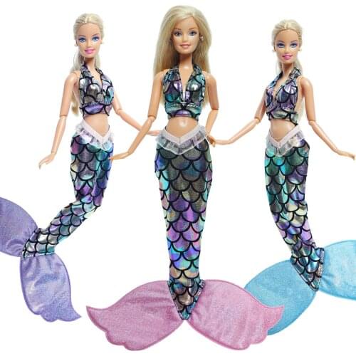 BJDBUS Doll Dress Handmade Fairy Tale Party Mermaid Tail Gown Skirt Tops Cosplay Outfit Clothes for Barbie Doll Accessories Gift