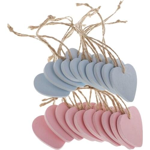 20 Pcs Wooden Heart Tags with Holes String Hook Wood Blank DIY Crafts for Birthday Boards Valentine Wedding Party Supples